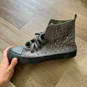 Gray Studded Converse Sneakers